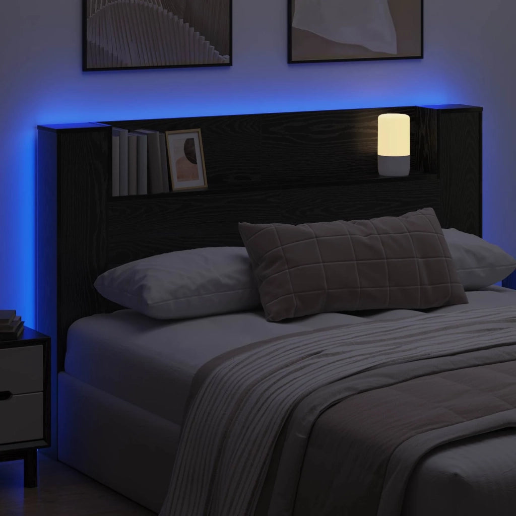 Testata con Mobile e LED Rovere Nero Legno ingegnerizzato 8006570