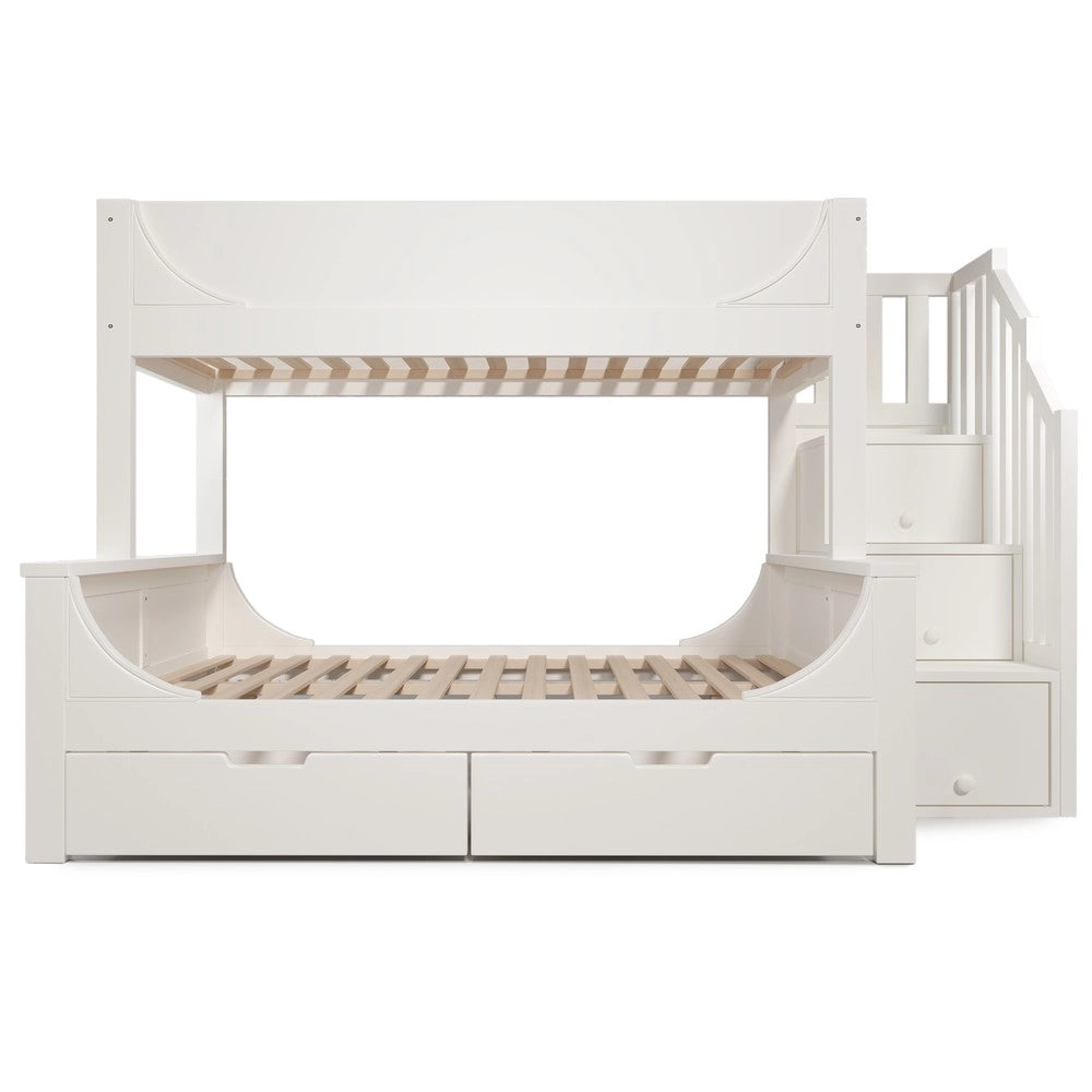 Letto a Castello con Schrank e Cassetti ¨C MINIMAL ¨C Legno Bianco 90x200 / 140x200