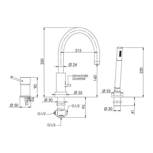 Rubinetto bordo vasca serie minimal