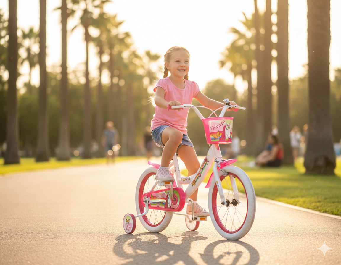 Bicicletta per Bambina 16" 2 Freni  Unicorno Bianca/Rosa
