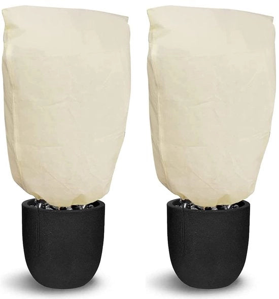 Copertura invernale per piante 100 x 80 cm 2 pezzi, copertura invernale per piante di palma e olivo per piante in vaso 80g/m², sacco di protezione per piante con cerniera e cordino di tiraggio