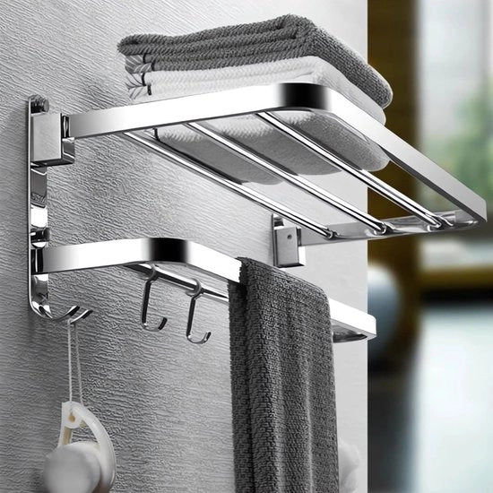 Sostegno asciugamani senza forare - argento - per bagno e cucina