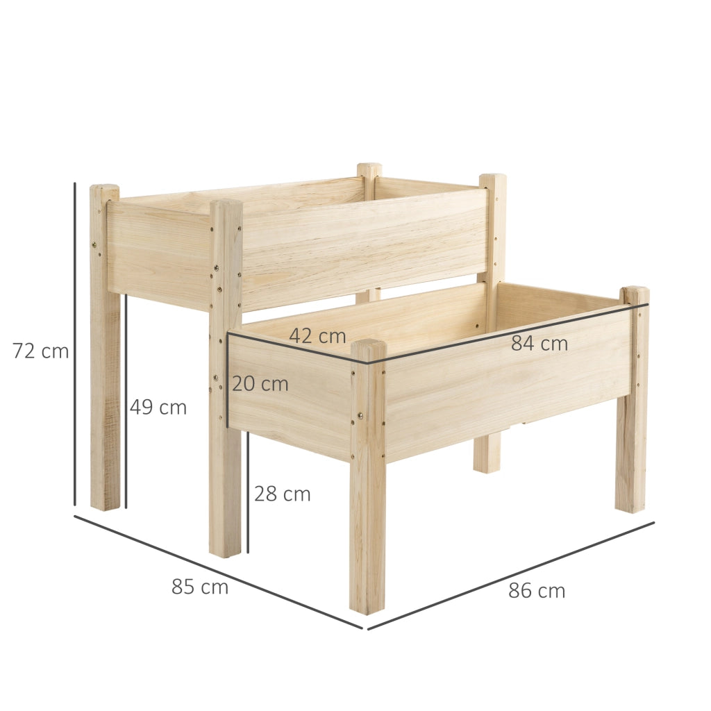 Tavolo da Orto Urbano 2 Livelli ¨C Minimal ¨C Legno Naturale 86x85x72 cm