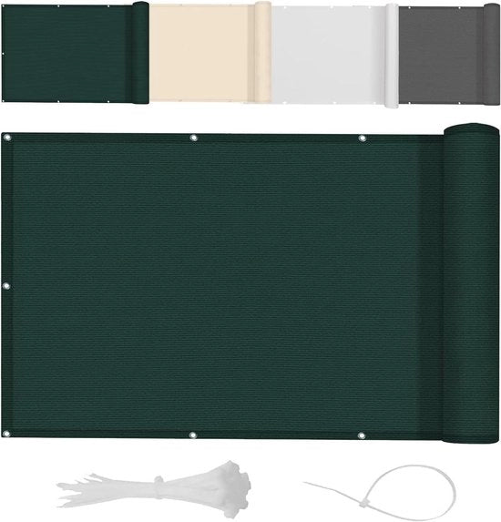 Schermo di Privacy 0,7x3m - Copertura Portico Acquaparante (PES) con Protezione UV Resistente a Intemperie Pannello Portico con Cavi Legati in Color Verde Scuro