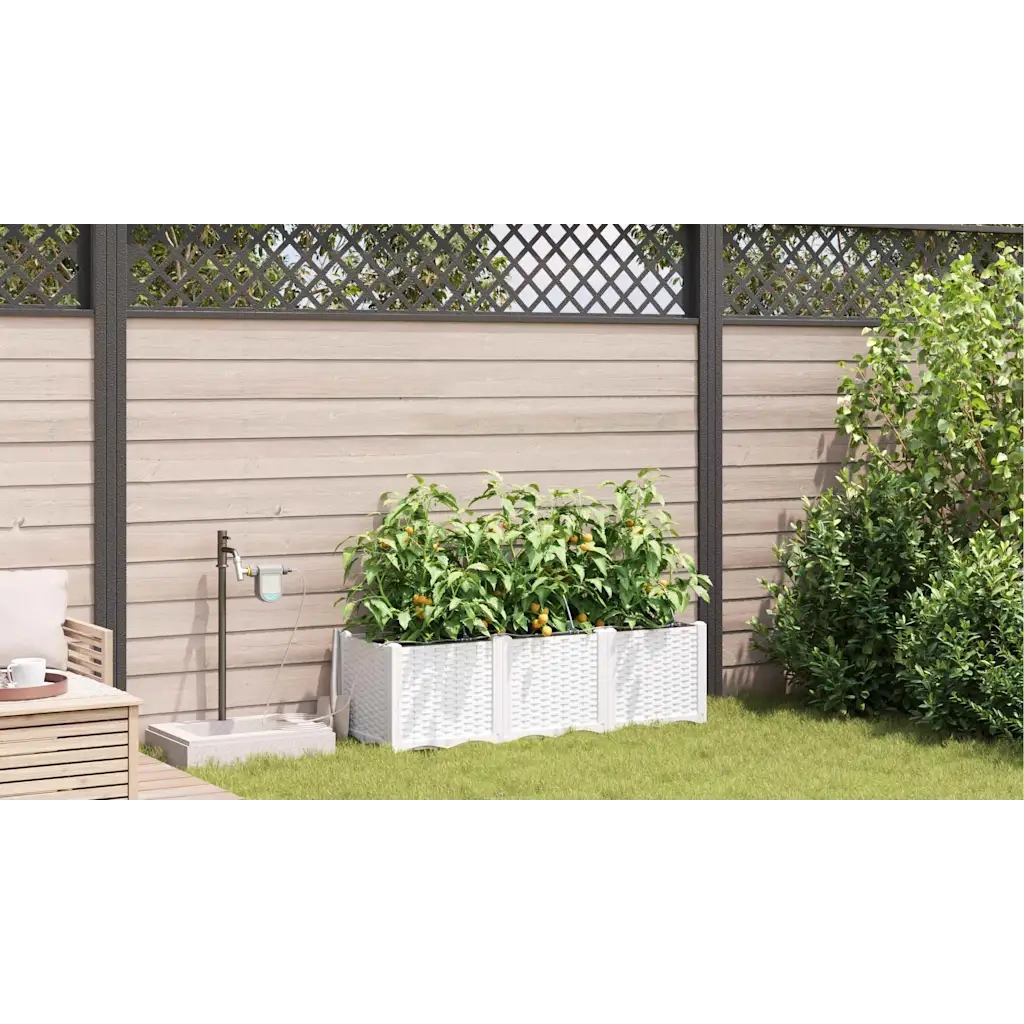 Vaso da giardino 3 pcs Bianco Plastica 42002914