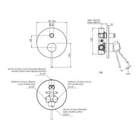 Rubinetto da incasso con deviatore per vasca/doccia tondo serie minimal