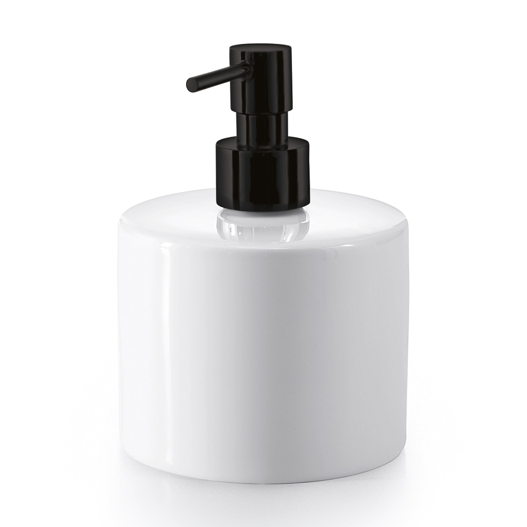 Lineabeta - Dispenser sapone tondo Saon bianco con erogatore nero opaco 500 ml