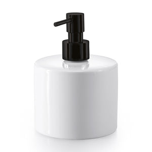 Lineabeta - Dispenser sapone tondo Saon bianco con erogatore nero opaco 500 ml