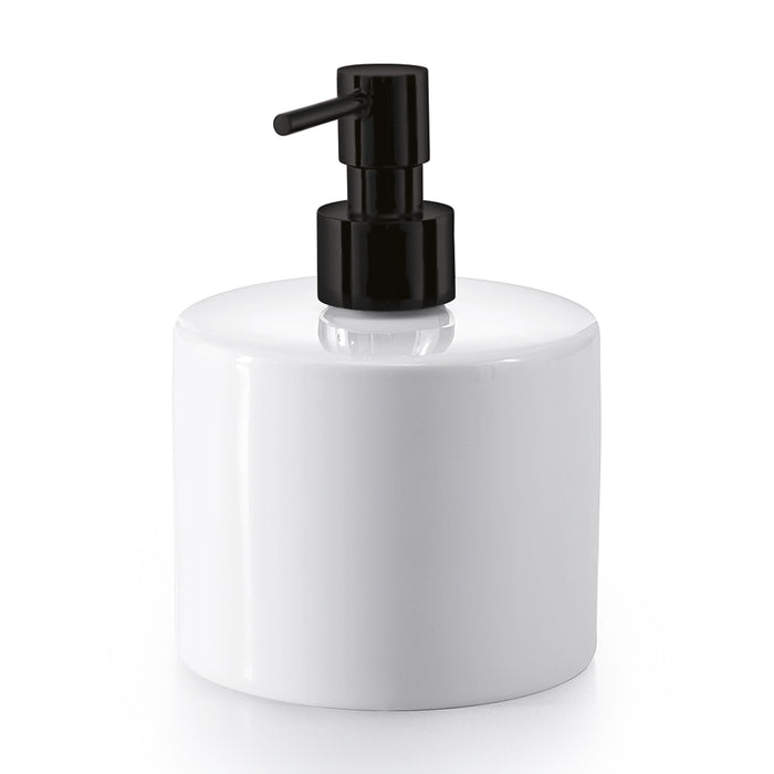 Lineabeta - Dispenser sapone tondo Saon bianco con erogatore nero opaco 500 ml