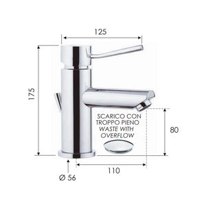 Miscelatore monocomando lavabo con o senza scarico serie minimal remer