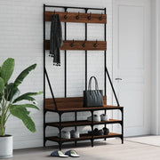Appendiabiti con Porta Scarpe-Scarpiera con Appendiabiti Rovere Marrone 100x40x184 cm 634063