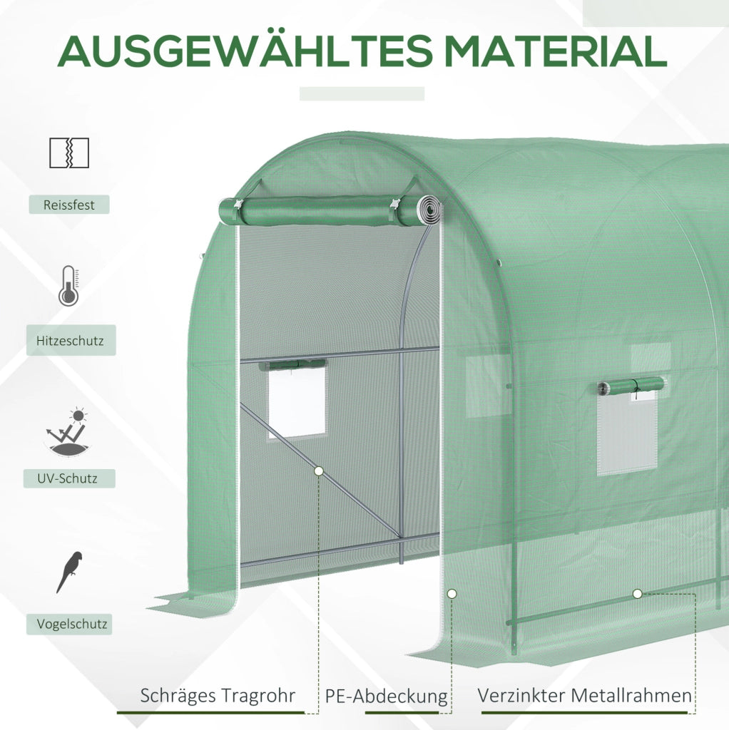 Serra a tunnel verde 500x200x205 cm con finestre