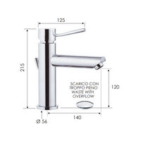 Miscelatore monocomando per lavabo design minimale con o senza scarico