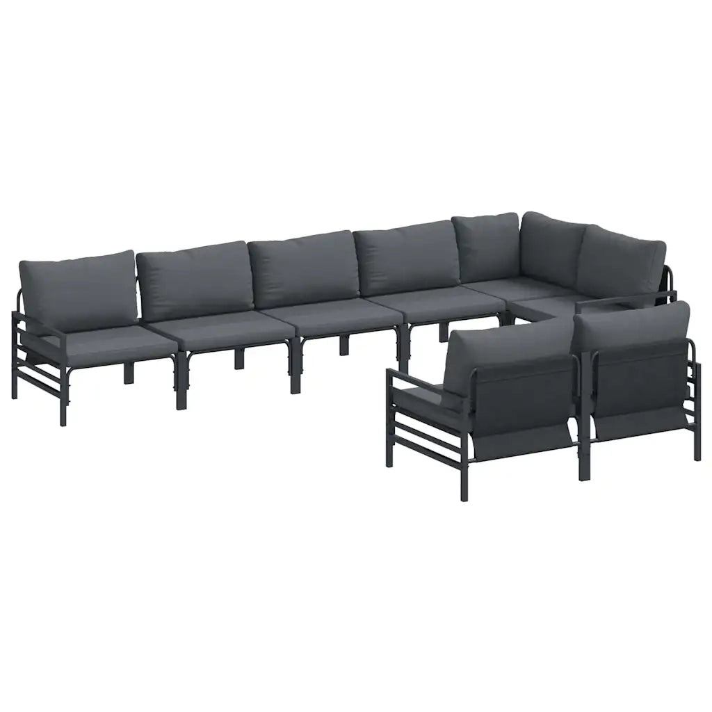 Set Divano da Giardino con cuscino 8 pcs Nero Acciaio 3379008