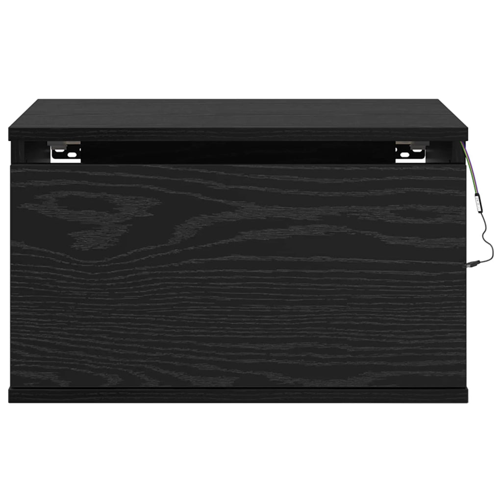 Mobiletto da comodino a parete Rovere Nero 50 x 36 x 30 cm 863082