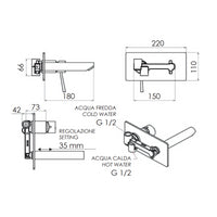 Miscelatore incasso per lavabo serie minimal finitura cromata