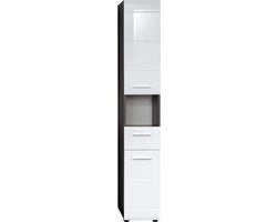 Cassettiera da Bagno - Mobili per Bagno - Piastra Elevata - Armadio per Asciugamani - Bijkeuken - Organizzatore Verticale - Comparto Fissi - Bianco Alta Luce/Argento Smalto - 30 x 182 x 31 cm.