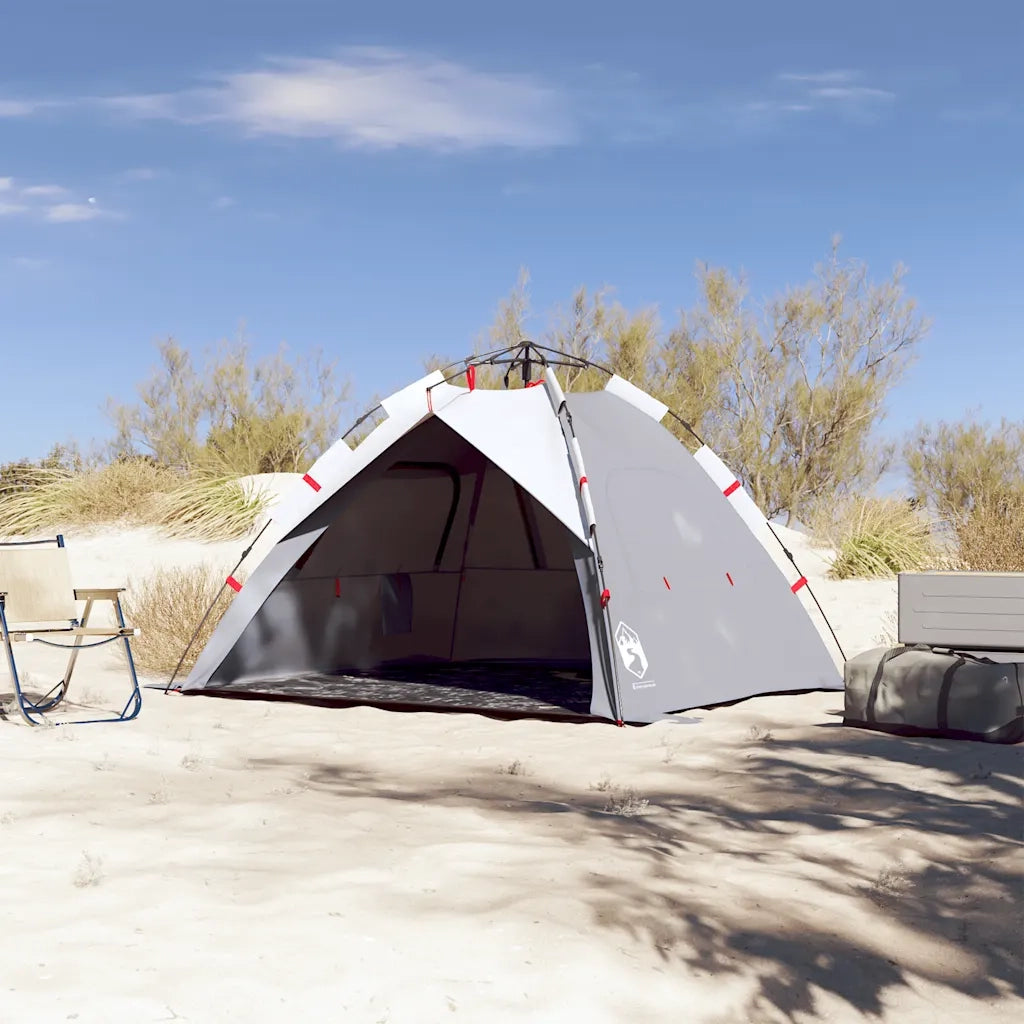 Tenda da Spiaggia 3 Persone-Tenda da campeggio Grigio Rilascio Rapido Impermeabile 713644