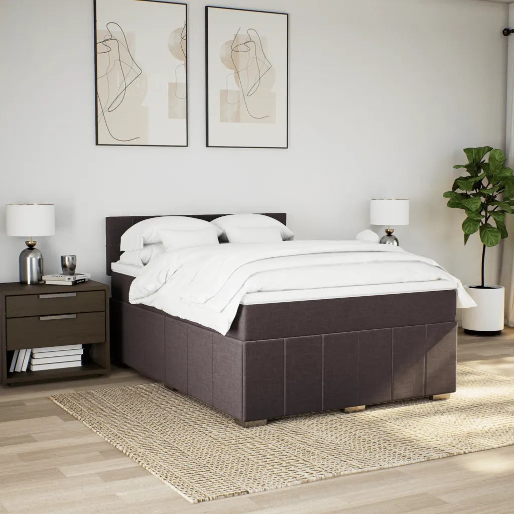 Giroletto a Molle con Materasso Marrone Scuro 140x190cm Tessuto