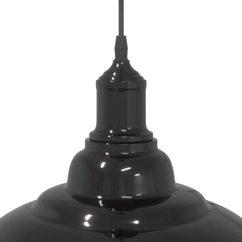 Lampada a sospensione vintage regolabile altezza 31 x 13 cm versatile per cucina e soggiorno metallo nero lucido 02_0058002