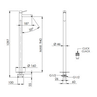 Miscelatore lavabo a pavimento design minimal