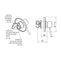 Rubinetto monocomando da incasso per doccia serie minimal