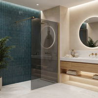 Parete Doccia Rea Flexi Grey / Brush Gold 90