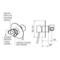 Rubinetto monocomando da incasso per doccia con piastra lusso serie minimal