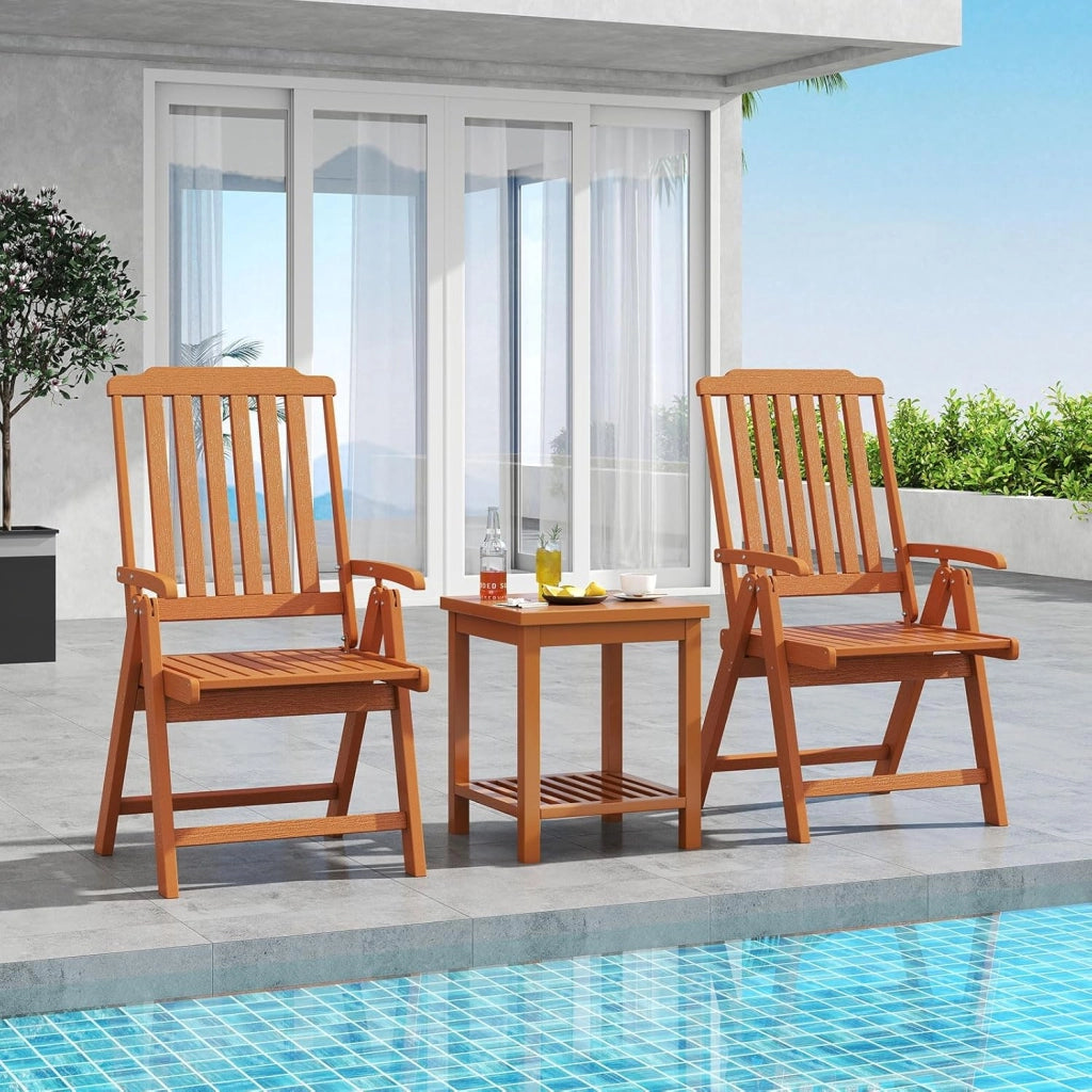 Sedia Esterno Pieghevole, Sedia Ergonomica in HDPE con Braccioli, Schienale Curvo e Seduta a Doghe, Poltrona Pranzo per Giardino Balcone Patio, Portata 150 kg (Marrone)