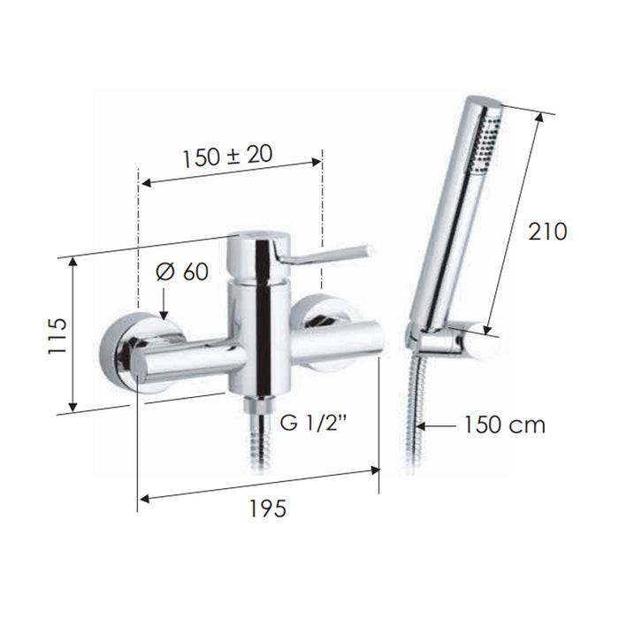Rubinetto esterno per doccia con doccia duplex serie minimal