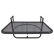 Tavolo sospeso per balcone; altezza regolabile; metallo quadrato nero 60x56.5x45cm; ideale per balcone e terrazza