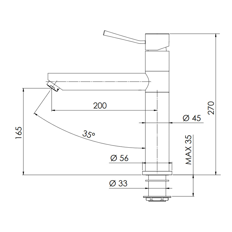 Rubinetto per lavello con bocca girevole serie minimal