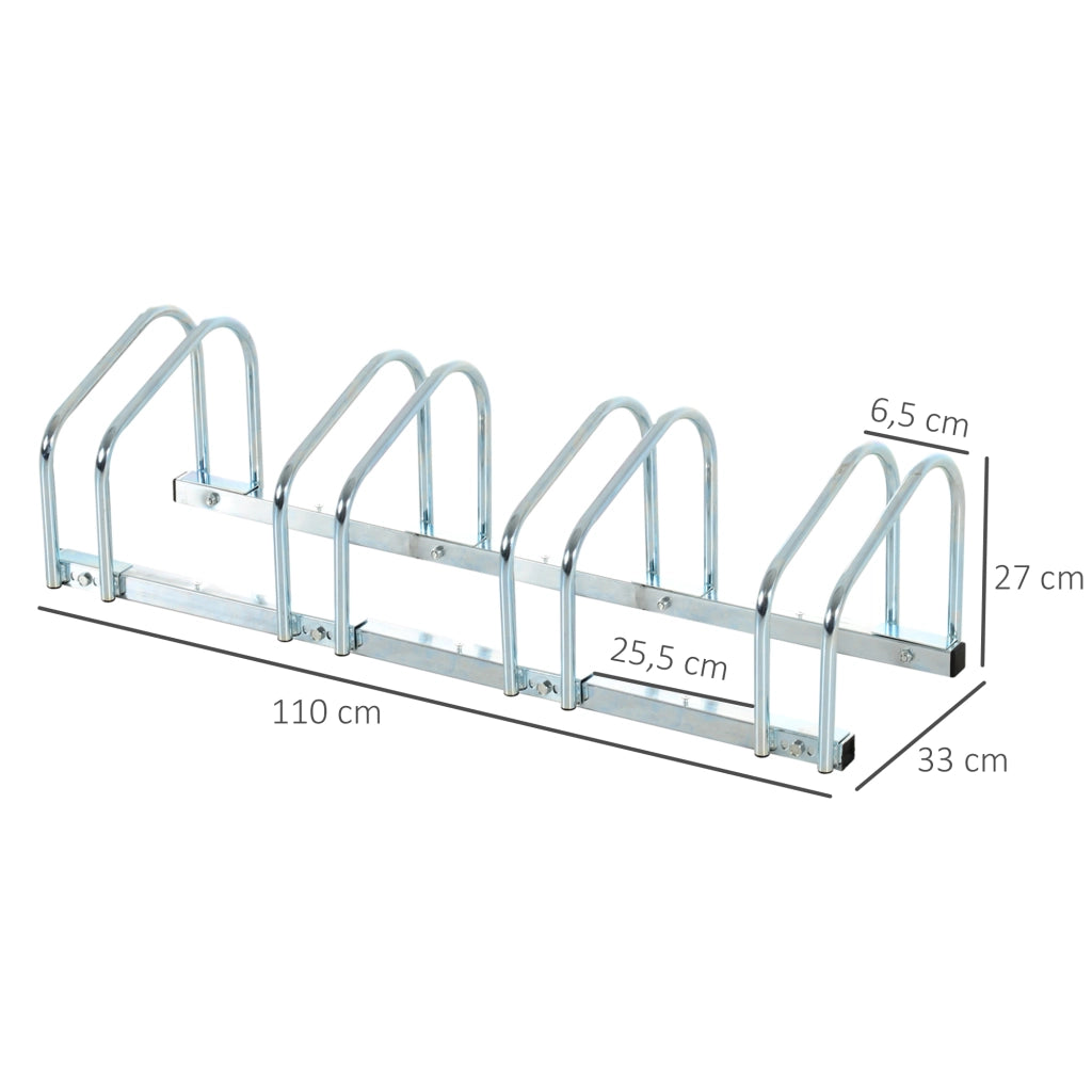 Parcheggio Biciclette per 4 ¨C zephmum ¨C Acciaio Argento 110x33x27 cm