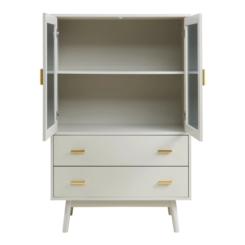 Credenza Susa con Vetrina e 2 Cassetti 120x80x40 cm Beige [en.casa]