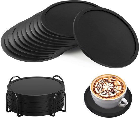 Onderzetter per vetro 12 pz - silicona con bordo termoresistente e antiscivolo per bicchieri, tazze da caffè, calici