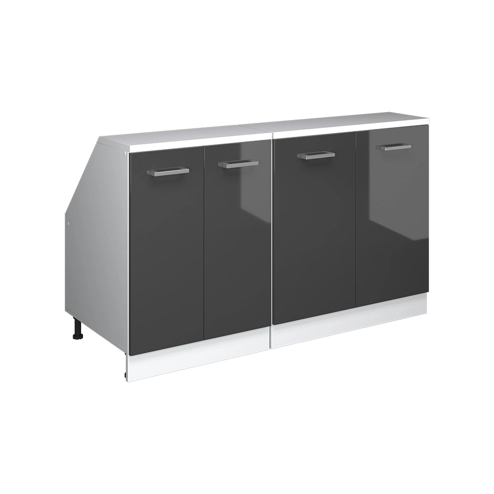 Set di mobili sottotetto Rion Antracite lucido/Bianco 140 cm Set di 2 carcasse armadio profondità 60 cm Vicco