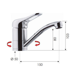 Miscelatore lavabo o lavello con canna girevole remer - serie kiss