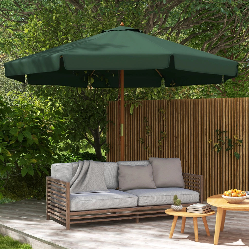 Ombrellone da Giardino con Doppio Tettuccio, in Bamb¨´ e Poliestere, ?325x250 cm, Verde