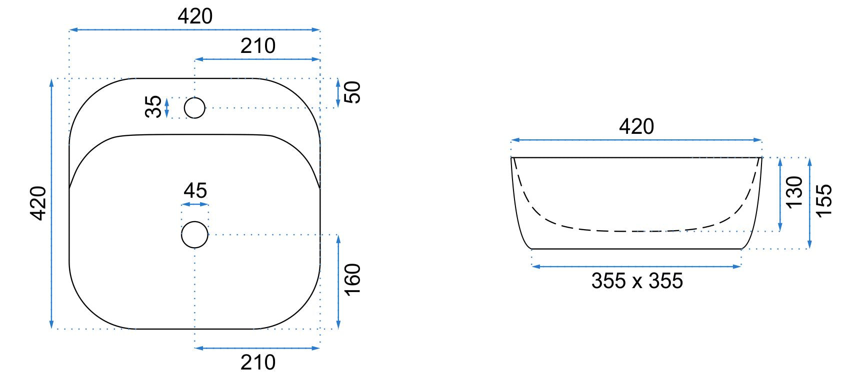 Lavabo Da Appoggio Rea Luiza 42 Grey Mat