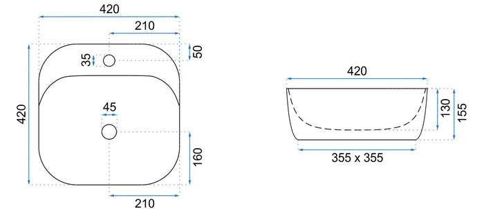 Lavabo Da Appoggio Rea Luiza 42 Grey Mat