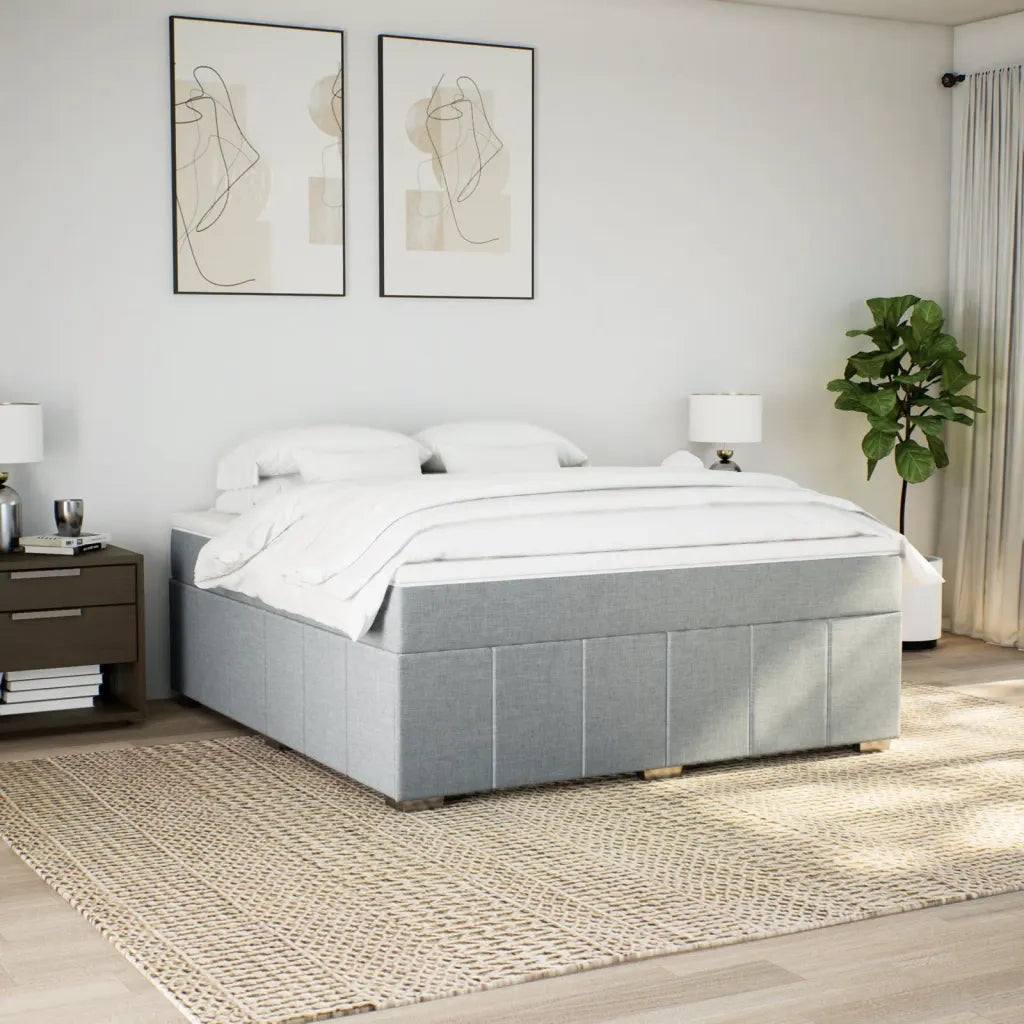 Giroletto a Molle con Materasso Grigio Chiaro180x200 cm Tessuto