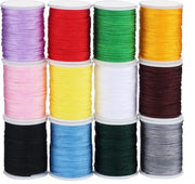 Tessuto in nylon a 12 rulli corda colorata filo 10 m Ø 0,8 mm per collane DIY collari bracciali artigianato fai da te gioielli realizzare.