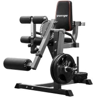 Calf Machine con Schienale e Cuscinetti Regolabili, in Acciaio, Plastica ed EVA, 100x90x105 cm, Grigio e Nero
