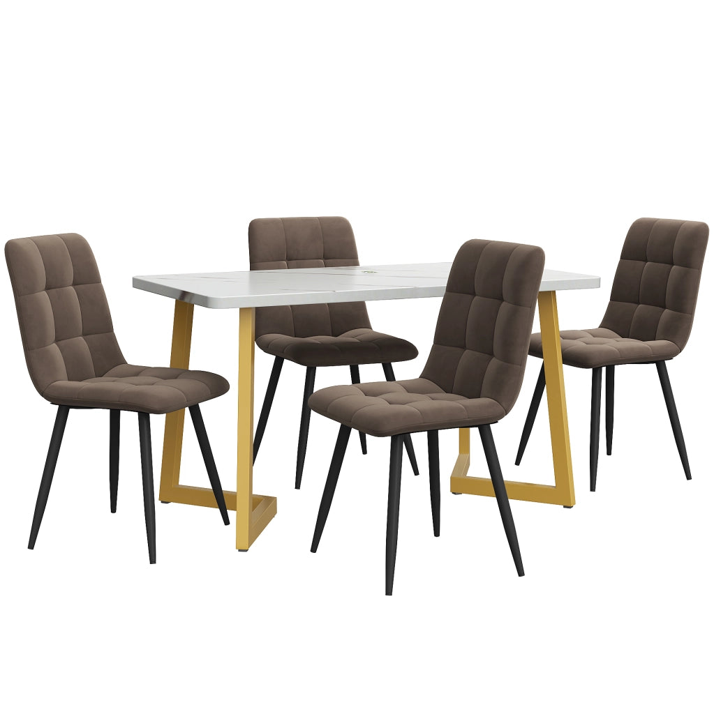 Set tavolo da pranzo con 4 sedie 117x68x75 cm in MDF marrone