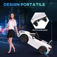 Macchina per Bambini 12V Maserati Gran Turismo Folgore con Telecomando, Età 3-5 Anni, Bianco