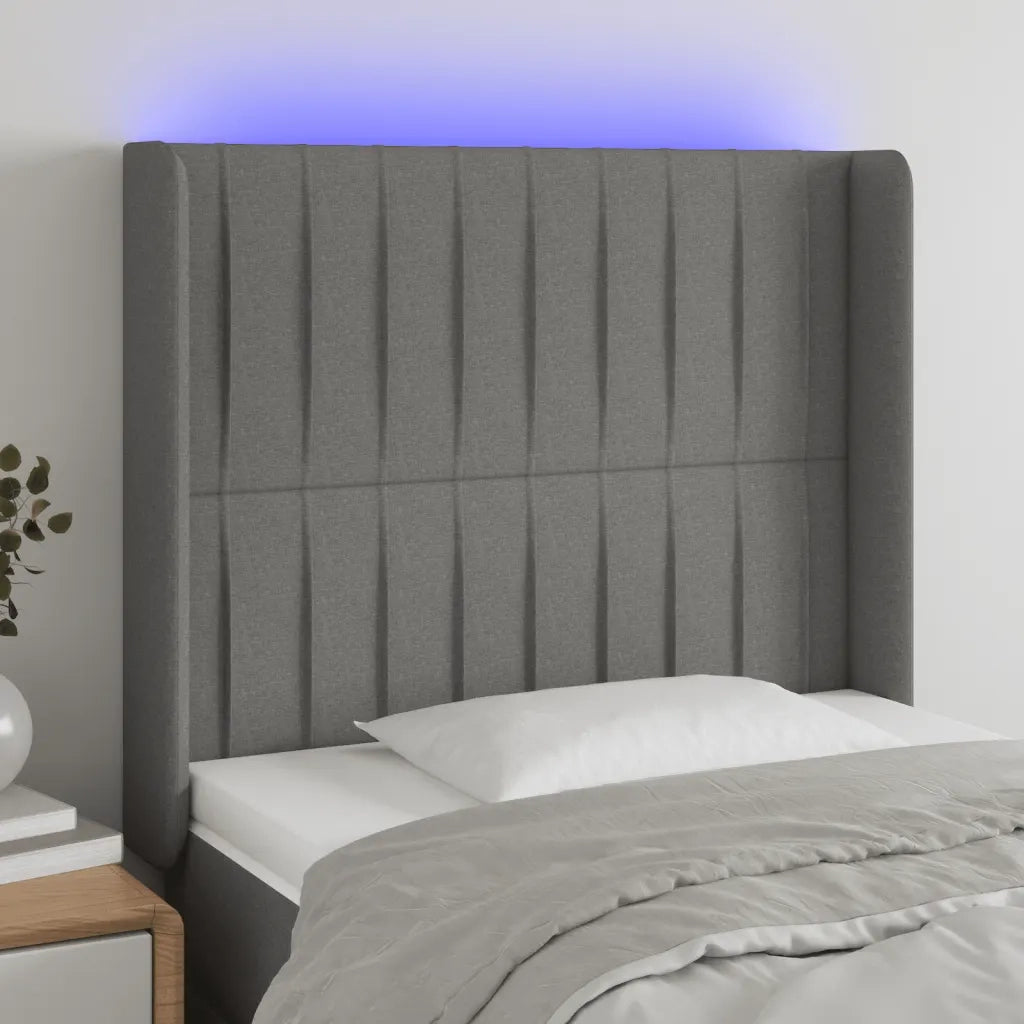 Testiera a LED-Testata con LED GrigioScuro 103x16x118/128cm inTessuto 140184