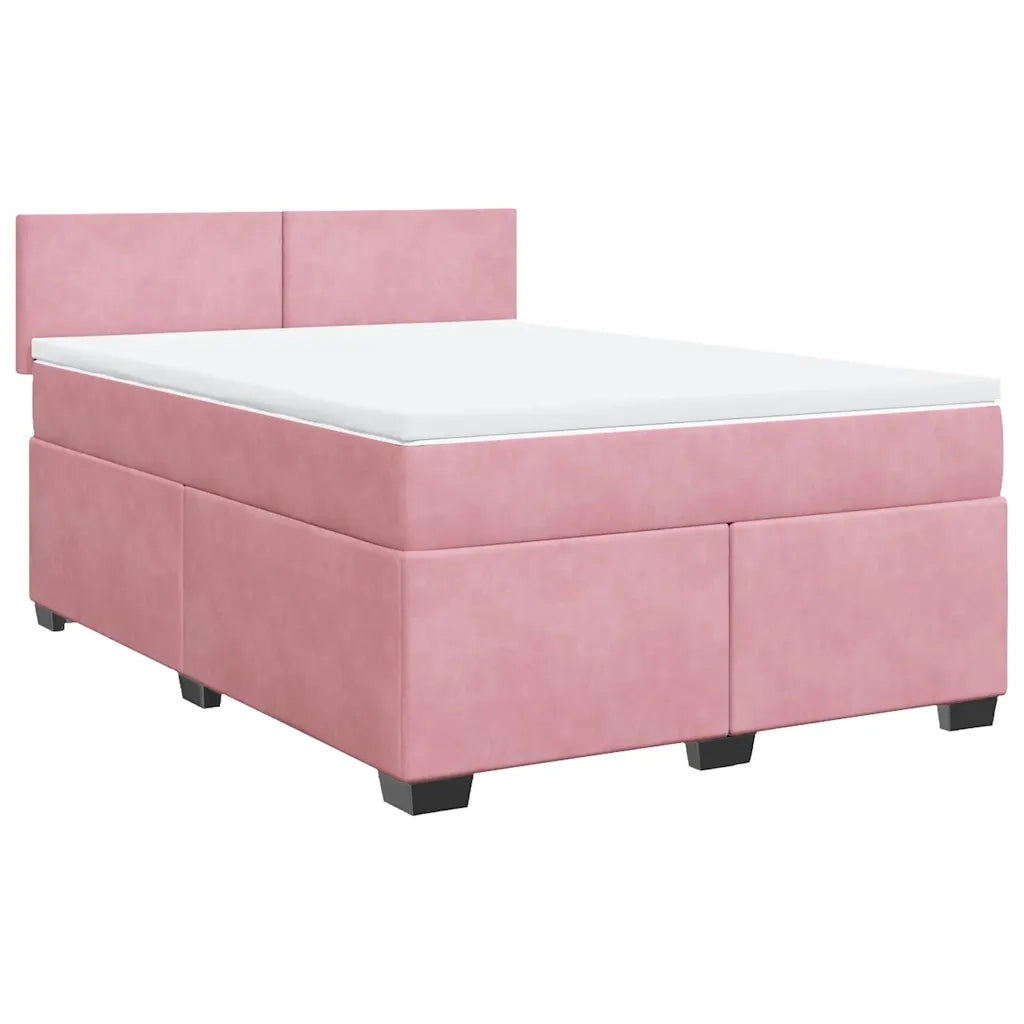 Giroletto a Molle con Materasso Rosa 160x200 cm in Velluto