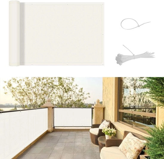 Schermo per balconi acqua resistente 100x600cm - protezione UV 95% - protezione dall'intrusione - opaco - copertura per balconi - installazione facile con cavi legati - separazione per balconi