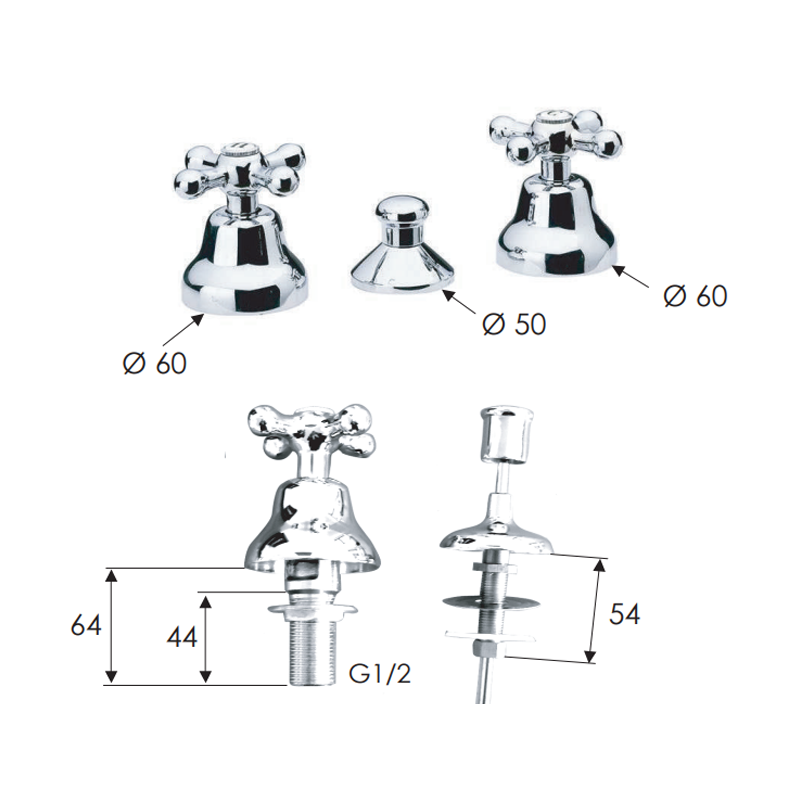 Rubinetto bidet con scarico automatico stile retro - serie liberty