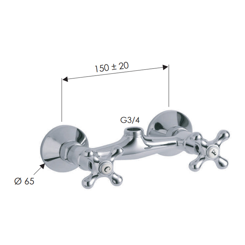 Rubinetto doccia a muro - serie liberty